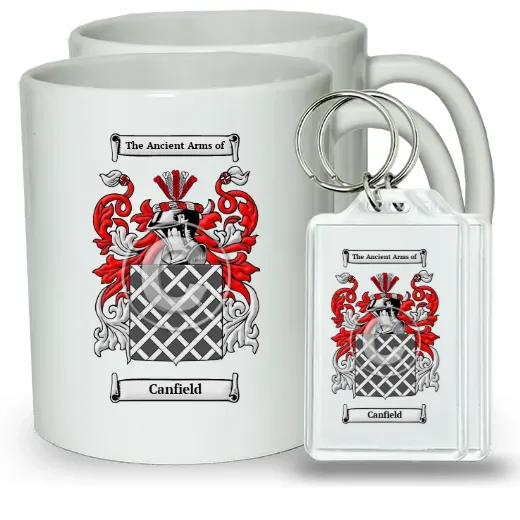 Canfield Pair of Coffee Mugs and Pair of Keychains