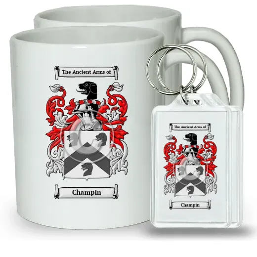 Champin Pair of Coffee Mugs and Pair of Keychains