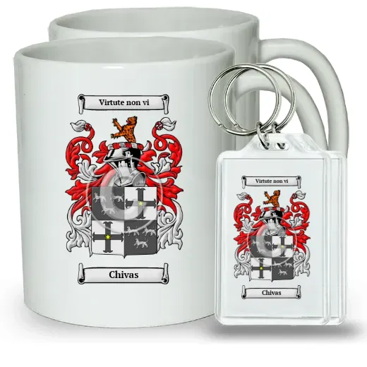 Chivas Pair of Coffee Mugs and Pair of Keychains