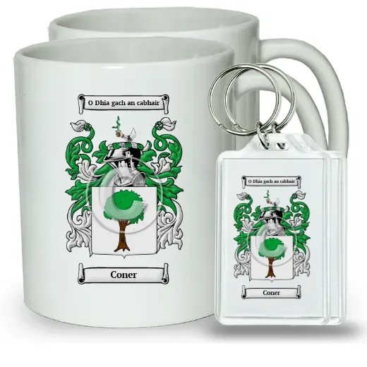 Coner Pair of Coffee Mugs and Pair of Keychains