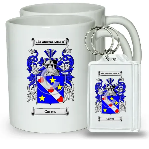 Corres Pair of Coffee Mugs and Pair of Keychains