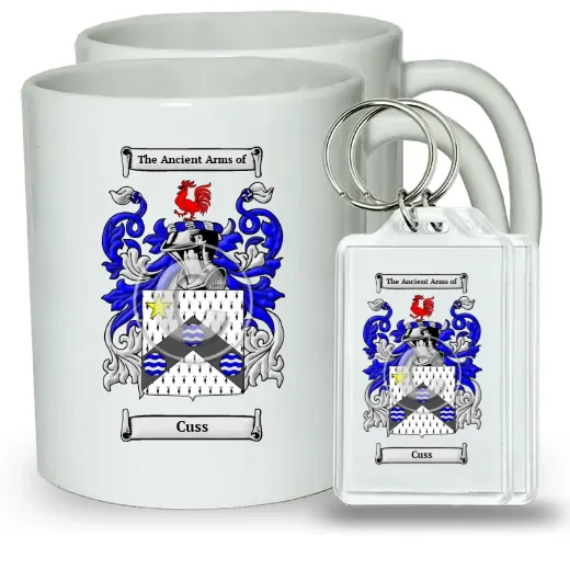Cuss Pair of Coffee Mugs and Pair of Keychains