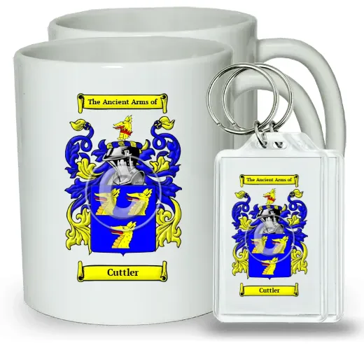 Cuttler Pair of Coffee Mugs and Pair of Keychains
