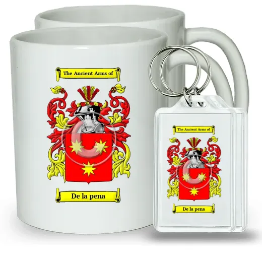 De la pena Pair of Coffee Mugs and Pair of Keychains