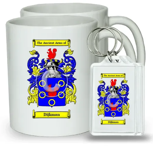 Dijkman Pair of Coffee Mugs and Pair of Keychains