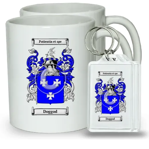 Doggod Pair of Coffee Mugs and Pair of Keychains