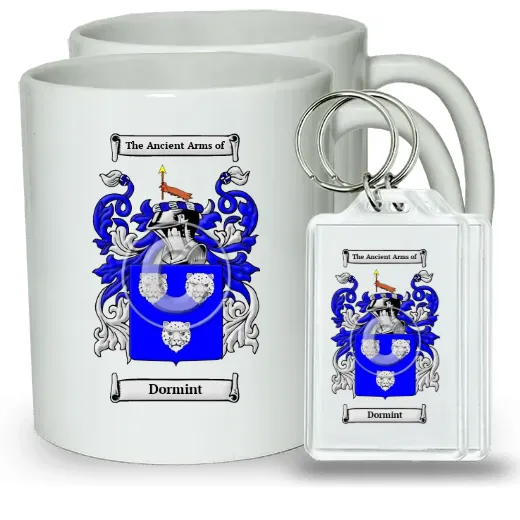 Dormint Pair of Coffee Mugs and Pair of Keychains