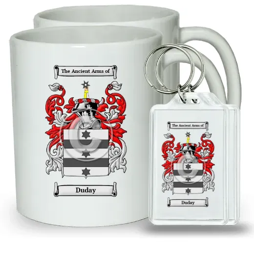 Duday Pair of Coffee Mugs and Pair of Keychains
