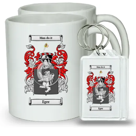 Eger Pair of Coffee Mugs and Pair of Keychains