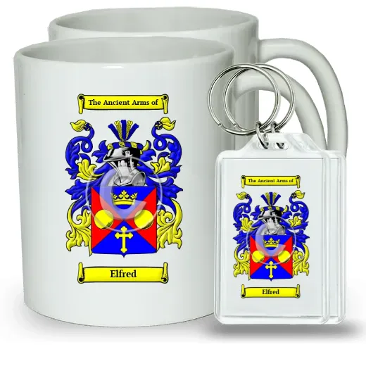 Elfred Pair of Coffee Mugs and Pair of Keychains