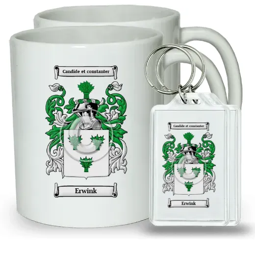 Erwink Pair of Coffee Mugs and Pair of Keychains
