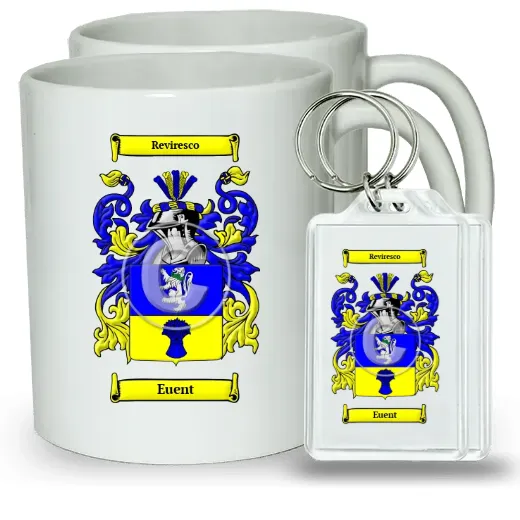 Euent Pair of Coffee Mugs and Pair of Keychains