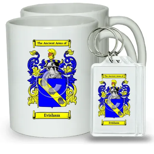 Evisham Pair of Coffee Mugs and Pair of Keychains