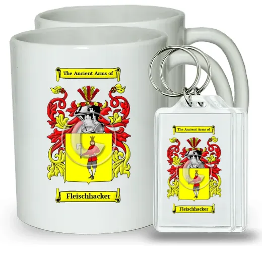 Fleischhacker Pair of Coffee Mugs and Pair of Keychains