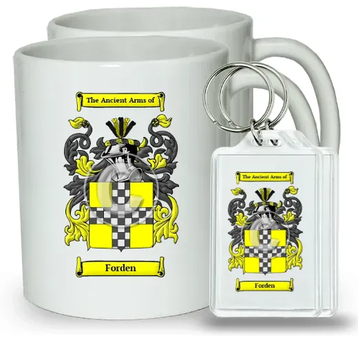 Forden Pair of Coffee Mugs and Pair of Keychains