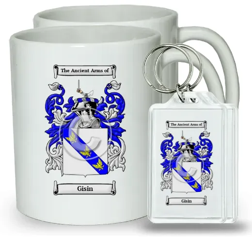 Gisin Pair of Coffee Mugs and Pair of Keychains
