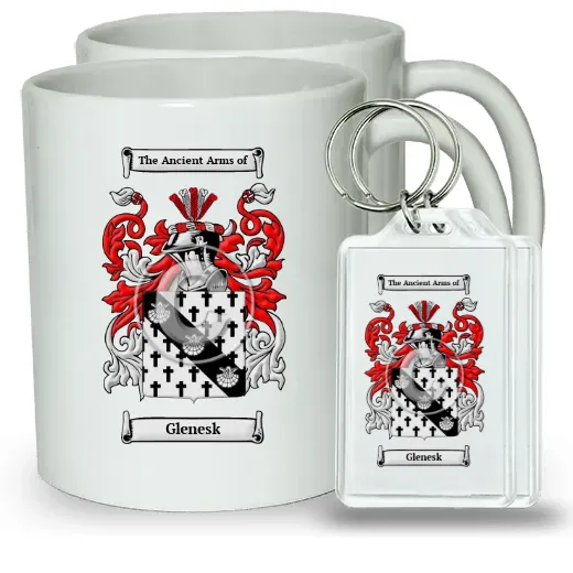 Glenesk Pair of Coffee Mugs and Pair of Keychains