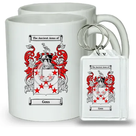 Goss Pair of Coffee Mugs and Pair of Keychains