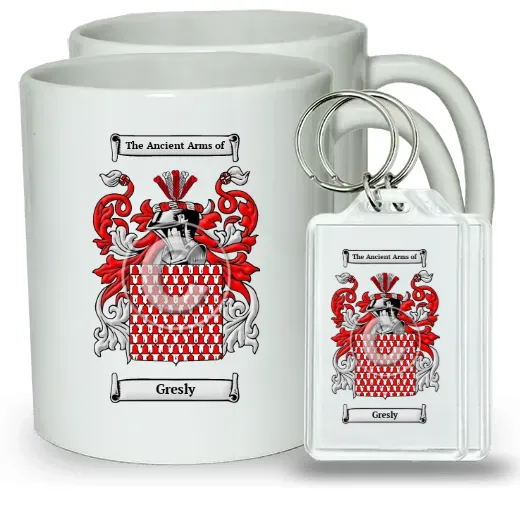 Gresly Pair of Coffee Mugs and Pair of Keychains