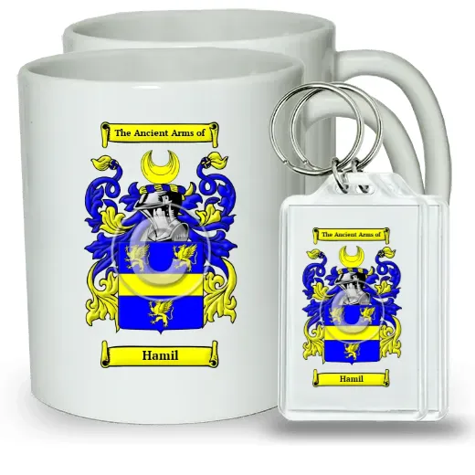 Hamil Pair of Coffee Mugs and Pair of Keychains