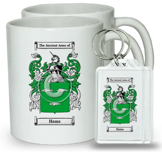 Hams Pair of Coffee Mugs and Pair of Keychains