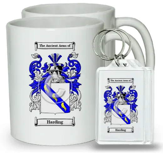 Harding Pair of Coffee Mugs and Pair of Keychains