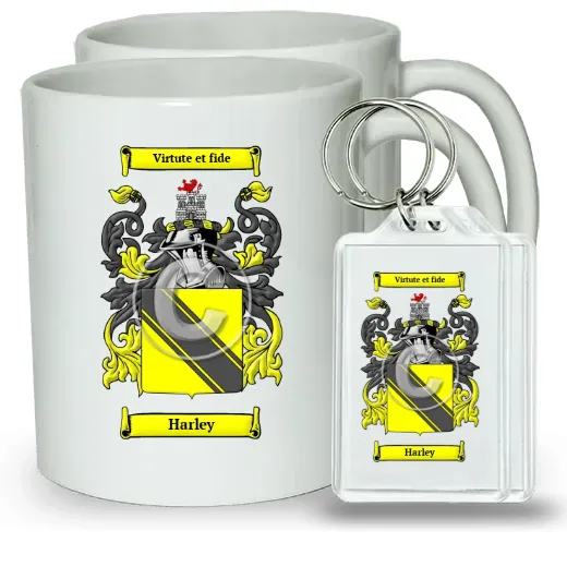Harley Pair of Coffee Mugs and Pair of Keychains