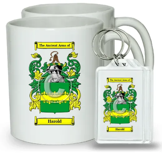 Harold Pair of Coffee Mugs and Pair of Keychains
