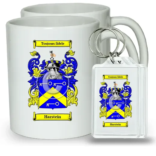 Harstein Pair of Coffee Mugs and Pair of Keychains