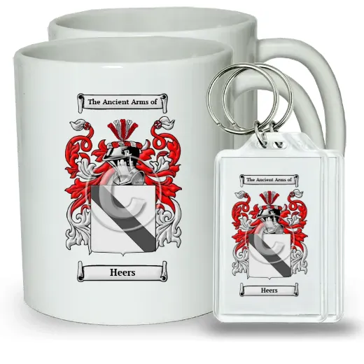 Heers Pair of Coffee Mugs and Pair of Keychains