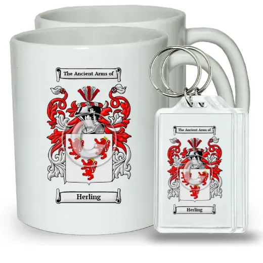 Herling Pair of Coffee Mugs and Pair of Keychains
