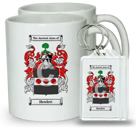 Hewlett Pair of Coffee Mugs and Pair of Keychains