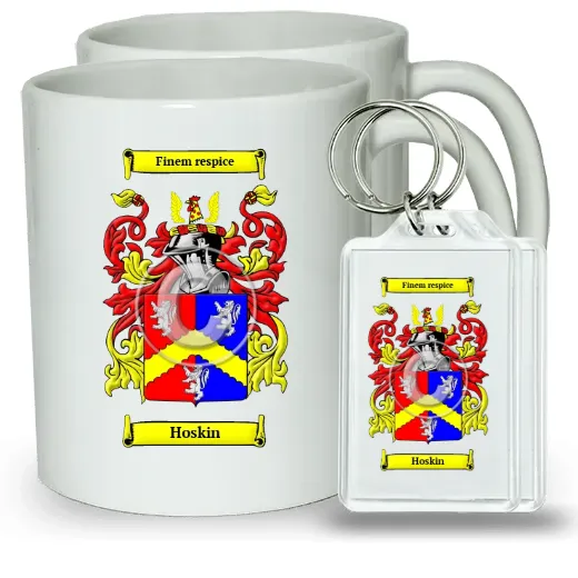 Hoskin Pair of Coffee Mugs and Pair of Keychains