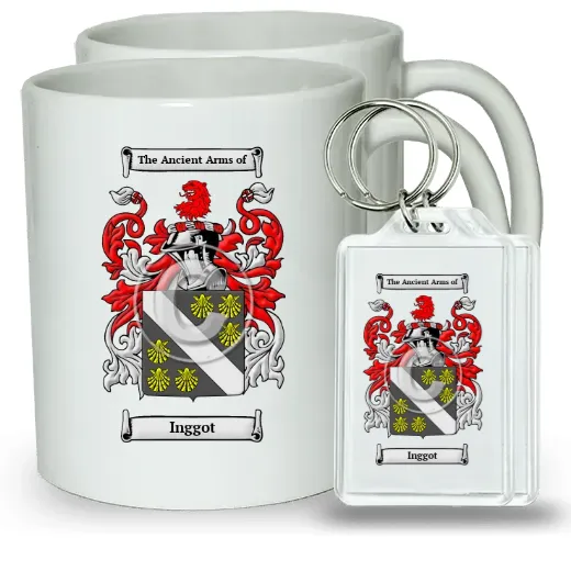 Inggot Pair of Coffee Mugs and Pair of Keychains