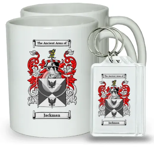 Jackman Pair of Coffee Mugs and Pair of Keychains