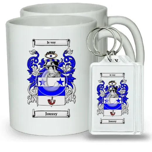 Joussy Pair of Coffee Mugs and Pair of Keychains