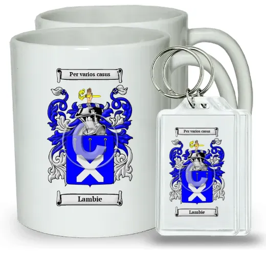 Lambie Pair of Coffee Mugs and Pair of Keychains
