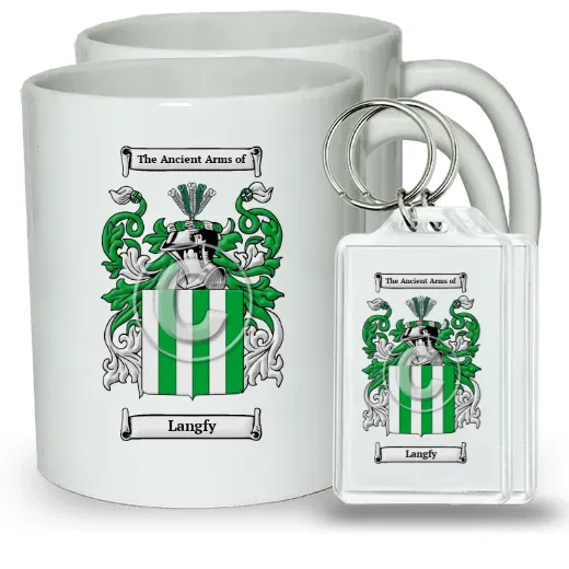 Langfy Pair of Coffee Mugs and Pair of Keychains