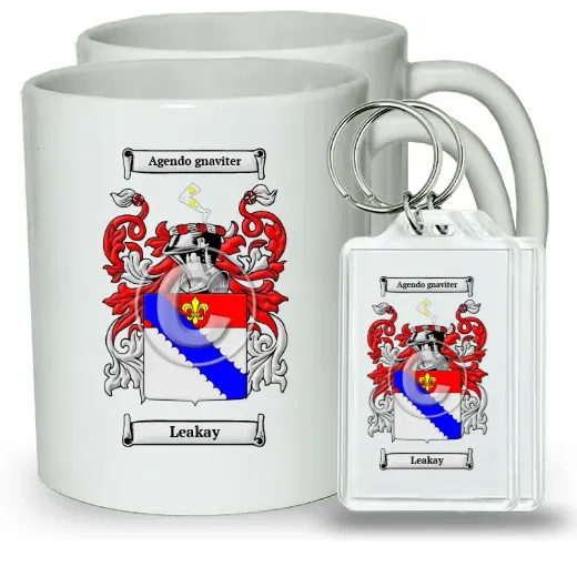Leakay Pair of Coffee Mugs and Pair of Keychains