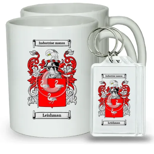 Leishman Pair of Coffee Mugs and Pair of Keychains