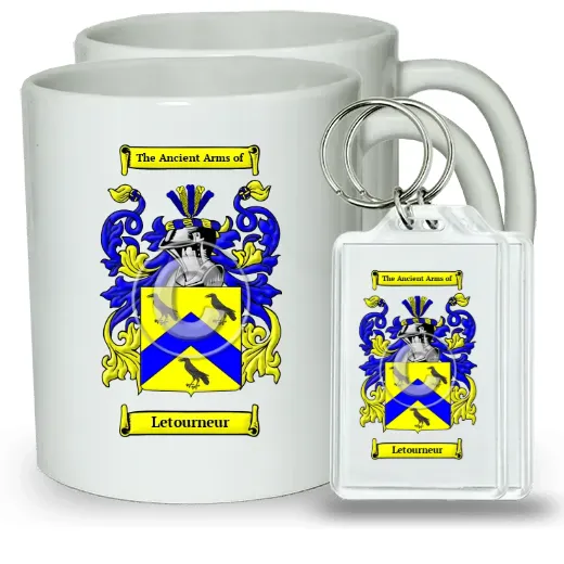 Letourneur Pair of Coffee Mugs and Pair of Keychains