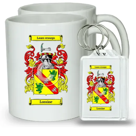 Loraine Pair of Coffee Mugs and Pair of Keychains