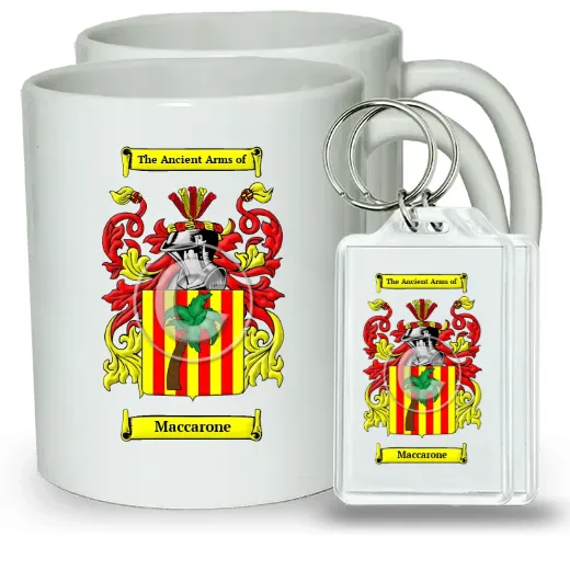 Maccarone Pair of Coffee Mugs and Pair of Keychains