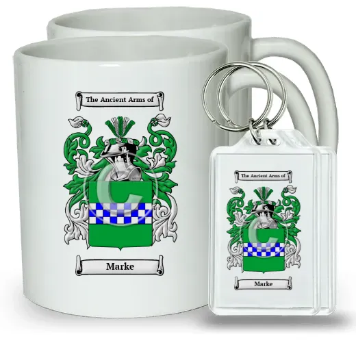 Marke Pair of Coffee Mugs and Pair of Keychains