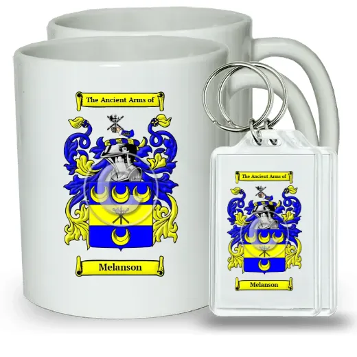 Melanson Pair of Coffee Mugs and Pair of Keychains