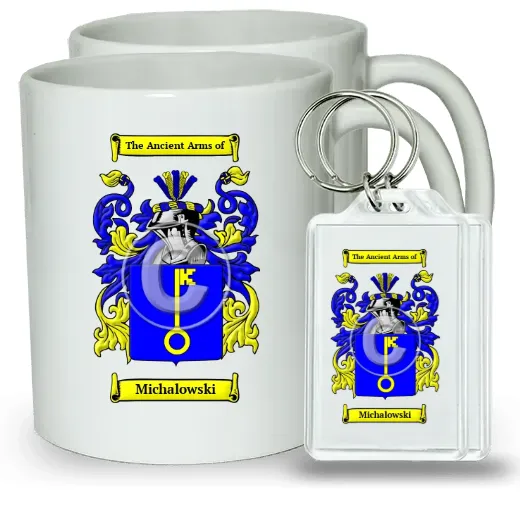 Michalowski Pair of Coffee Mugs and Pair of Keychains