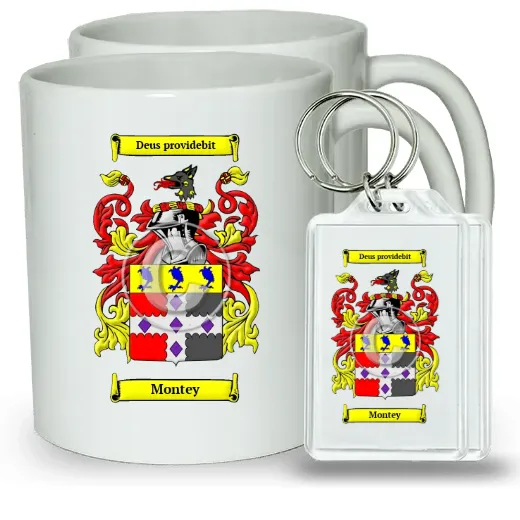 Montey Pair of Coffee Mugs and Pair of Keychains