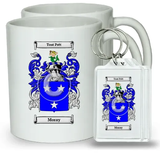 Moray Pair of Coffee Mugs and Pair of Keychains