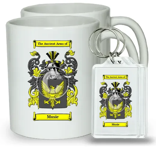 Musie Pair of Coffee Mugs and Pair of Keychains