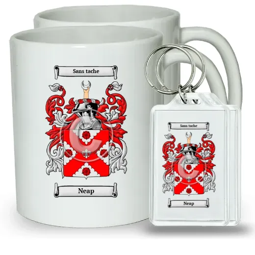 Neap Pair of Coffee Mugs and Pair of Keychains